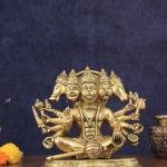 Superfine Brass Panchmukhi Hanuman Meditation Statue | 11" x 11" x 5.5" (28 x 28 x 14 cm) | 9 kg Five-Faced Sacred Art | Premium Divine Murti